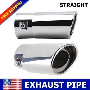 2PCS Straight Polished Muffler Tip 2.5" Exhaust Pipe Tail Throat Stainless Steel